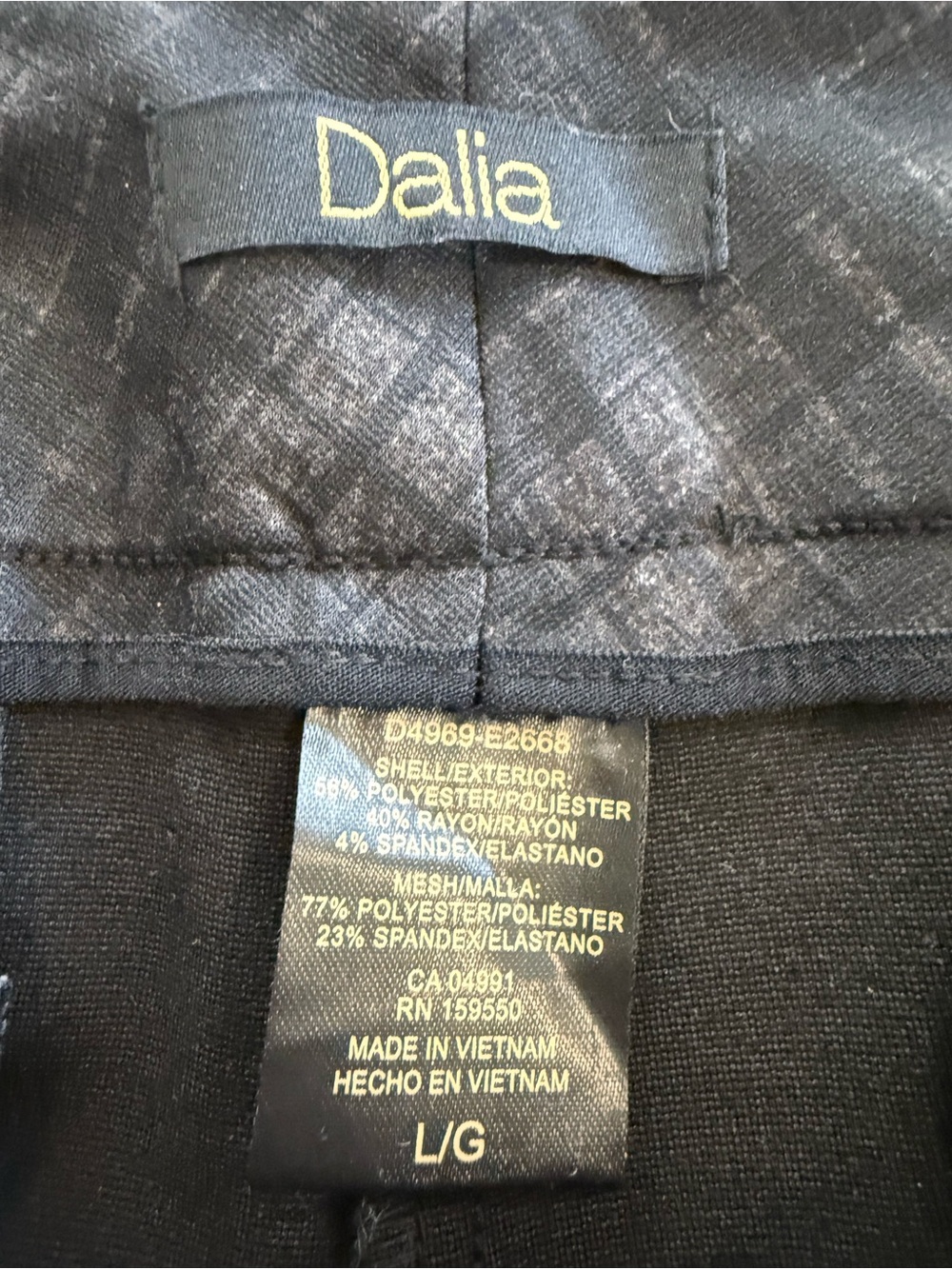 DALIA Women’s Plaid Ponte Skinny Pants - Black Gray - Large - Picture 7 of 9